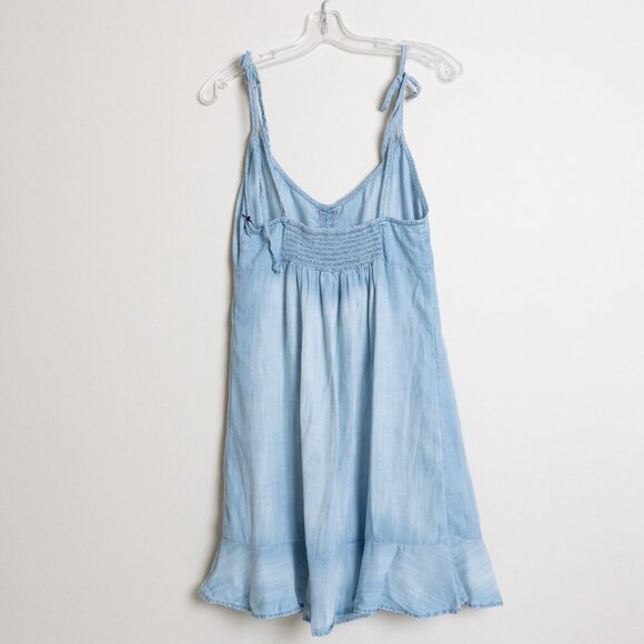 ✨ Bella Dahl Blue Chambray Dress 100 % Lyocell Smocked Back A-Line Summer - Picture 3 of 14